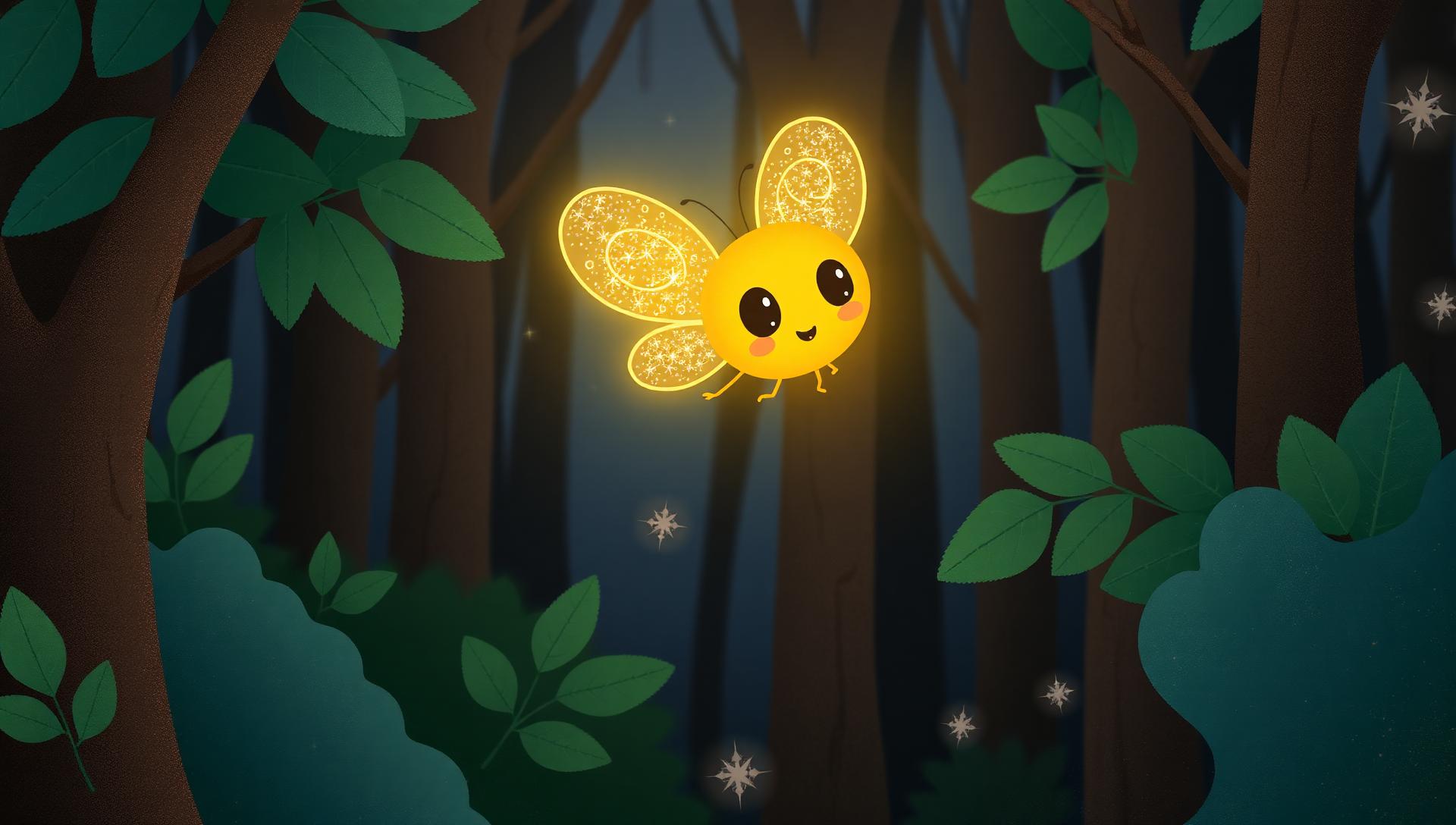 Fireflies glowing over the meadow โ a scene that animates as your child reads.